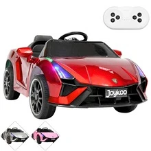 Joykoo MONTABLE ELÉCTRICO DEPORTIVO CON LUCES LED Este Montable Electrico para Niños Carro Deportivo Bluetooth Luz Led Control Remoto 12v divertido interiores exteriores niños - Rojo - Ver 1