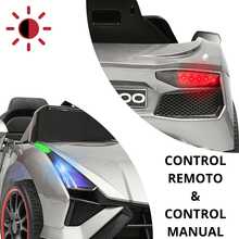 Joykoo Montable eléctrico para niños carro deportivo bluetooth luz LED control remoto 12v vehículo juguete infantil recargable auto moderno de aprendizaje - Gris - Ver 2
