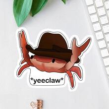 1 件 Yeeclaw 贴纸，可爱牛仔螃蟹表情包防水乙烯基贴花，适用于笔记本电脑、水瓶、笔记本、滑板、手机、美观有趣的西部动物，适用于学校用品，返校 - 彩色 - 查看 12