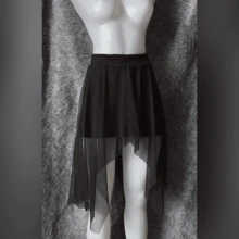 Falda Asimétrica mesh stresh con forro - Negro - Ver 2