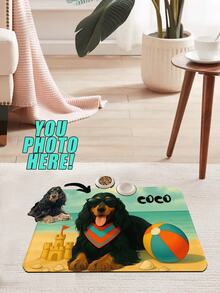 1 件定制狗粮垫，柔软吸水宠物喂食垫，防滑餐垫，适用于狗、猫、小狗