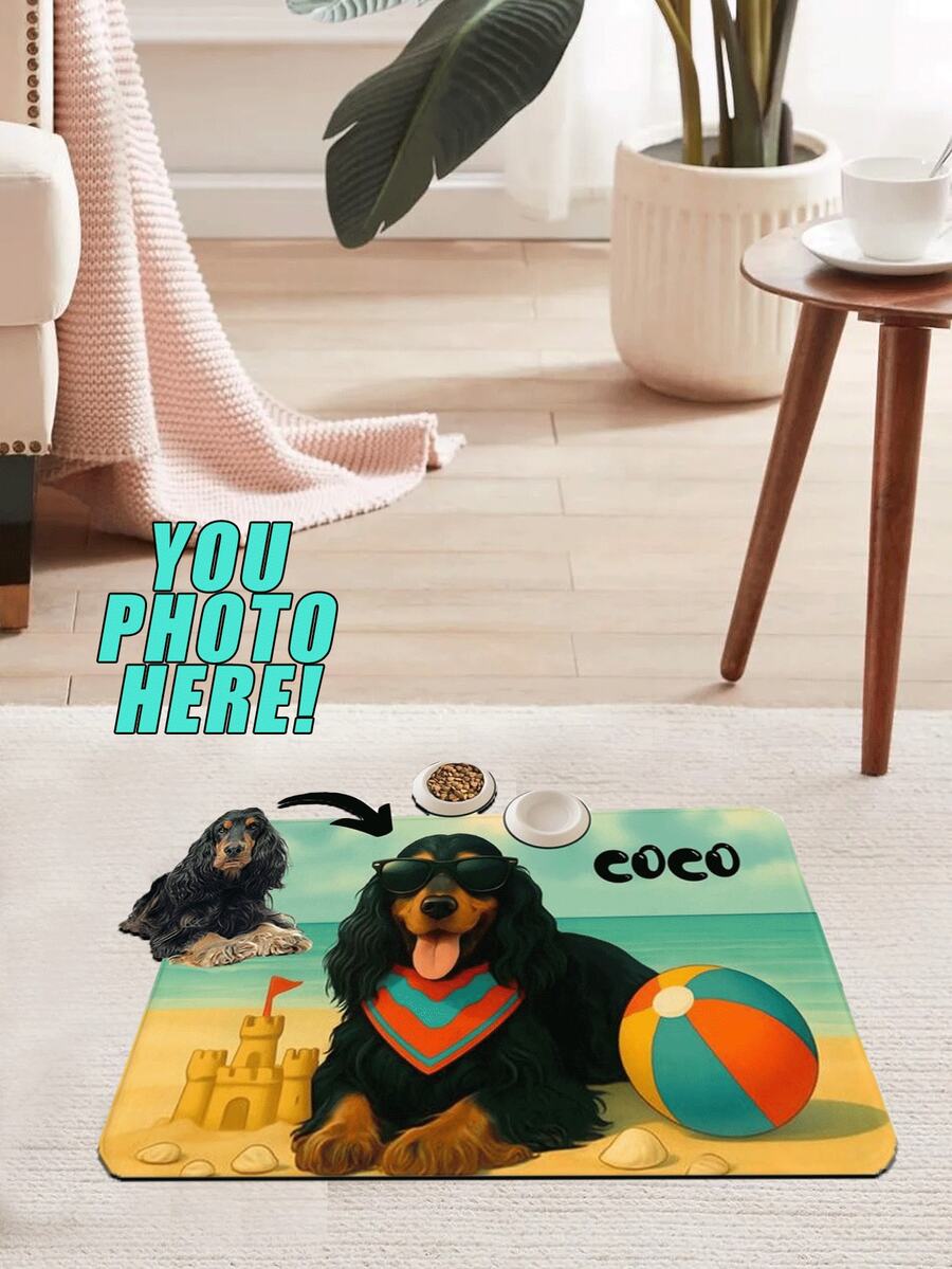 1 件定制狗粮垫，柔软吸水宠物喂食垫，防滑餐垫，适用于狗、猫、小狗