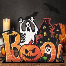 1pc Halloween BOO Desktop Decoration Horror Pumpkin And Castle And Ghost Festival Decoration Ornaments Suitable For Halloween Decoration Halloween Party Desktop Decoration Ornaments Home Decor Fall Decor Room Decor - Multicolor - View 2