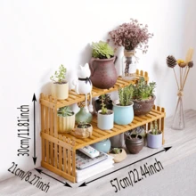 Support organiseur de plantes de bureau en bambou