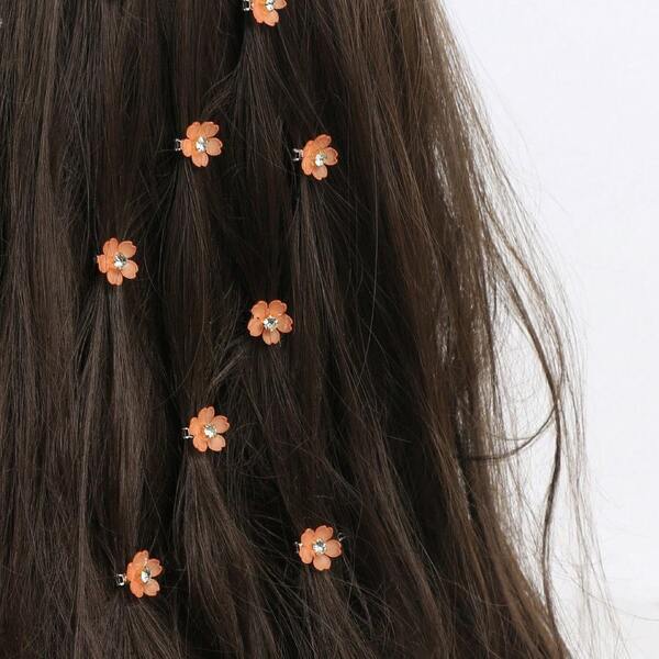 10pcs Crystal Flower Hair Clips, Beach Braid Hair Accessories For Women, Claw Clips, Hair Claws, Hair Slide, Hair Barrettes, School Stuff, Vacation Outfits Woman, Looks Of Party, Head Accessories, Hairpin, Summer Accessories