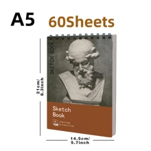 1 قطعة دفتر رسم ملزم حلزونيًا 60 ورقة 8.3" * 11.7"، ورق خالي من الحمض لرسم وتلوين الفن، مثالي للمبتدئين والفنانين، ورق قوي 100جم/110جم للإبداعات السلسة، هدية عيد الميلاد/رأس السنة/عيد الفصح للفنان المبتدئ البالغ