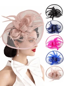 1 Stück Faszinierende Damenhüte für Teegesellschaft, Kentucky Derby Hut der 1950er Jahre mit Federclip, Braut-Hochzeitsparty Vogelkäfig-Schleier Kopfschmuck, Blumen 1920er Jahre Pferderennen Kopfschmuck, Vintage Hut der 50er Jahre, Kostümhut der 1940er Jahre, Pillbox Hut, Damenaccessoires, Mädchen Geburtstag, Muttertag, Halloween, Weihnachtsgeschenk, Schwarz, Rot, Rosa, Dunkelviolett, Mini Hüte, Mini Fascinator, Mini Kappe, Mini Zylinder, Haaraccessoires