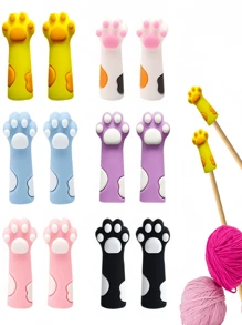 6 Stücke Stichstopper, Häkelnadel-Schützer, bunte Stricknadel-Spitzen-Saver, Katzenpfoten Stricknadel-Spitzen & Umarmungen, Nähhandwerks-Zubehör, können auch als süße Katzenpfoten-Silikon-Bleistiftspitzen, Cartoon-Stiftspitzen-Schützer, weiche Bleistiftspitzen-Abdeckungen, Anti-Schmutz-Büromaterial, tragbare Taschenstift-Clips, Zufallsfarbe, für Schulmaterial, Rückkehr zur Schule verwendet werden