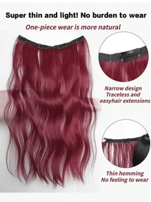 20 英寸一体式渐变色合成接发，蓬松波浪夹入式隐形亮点（红色和灰色） - 彩色 - 查看 7