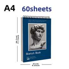 1 قطعة دفتر رسم ملزم حلزونيًا 60 ورقة 8.3" * 11.7"، ورق خالي من الحمض لرسم وتلوين الفن، مثالي للمبتدئين والفنانين، ورق قوي 100جم/110جم للإبداعات السلسة، هدية عيد الميلاد/رأس السنة/عيد الفصح للفنان المبتدئ البالغ
