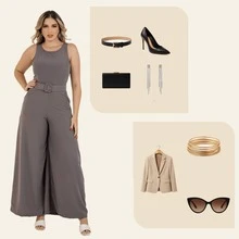 Maby Fashion Plus Size Women's Long Social Party Pantalona Jumpsuit - 深灰色 - 查看 5