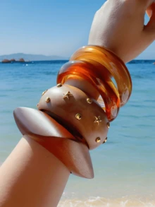 5 chiếc/4 chiếc/1 chiếc Vòng tay nhựa không đối xứng mặt rộng phong cách Âu Mỹ phổ biến dành cho nữ, làm từ gỗ thông tự nhiên, phù hợp với trang phục hàng ngày, trang phục lễ hội, phong cách Boho (Gỗ thông tự nhiên, vân gỗ, vết gỗ là bình thường) - Màu nâu - Xem 7