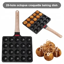 1个20孔章鱼烧烤盘，家用鹌鹑蛋模具，商用摊位烤鱼丸锅，适用于燃气灶 - 黑色 - 查看 1