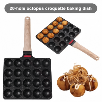 1 Stück 20-Loch Oktopus Takoyaki Backform, Haushalts-Wachtelei-Form, gewerbliche Fischbällchen-Pfanne, geeignet für Gasherd