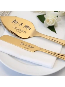 1/2pcs Piece Custom Iron Handle Wedding Cake Cutting Set, Personalized Stainless Steel Cake Knife, Custom Bread Knife, Dessert Cutting Service Set, Wedding Gifts, Anniversary, Birthday, Party, Commemorative Gifts