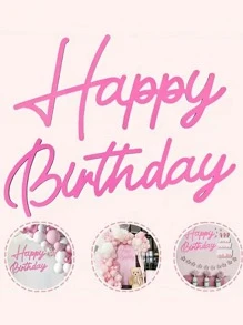 Happy Birthday Wooden Sign With White Painted Cutout Wooden Happy Birthday Letters Sign Vintage Rustic Birthday Party Decoration Backdrop Wall Photo Prop(Pink)