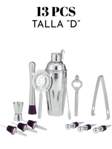 Juego de coctelera y mezclador de acero inoxidable para barman, herramienta de bebidas,Coctelera de acero inoxidable, herramientas para barman, Kit de mezclador de bebidas,Kit de coctelera de 5 uds.,3 uds.,8 uds.,13 uds., - Plateado - Ver 5