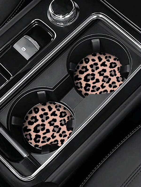 2 piezas Posavasos portavasos de coche con estampado de Leopardo de moda, alfombrillas antideslizantes, decoración para bicicleta