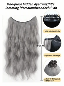 20 英寸一体式渐变色合成接发，蓬松波浪夹入式隐形亮点（红色和灰色） - 彩色 - 查看 8