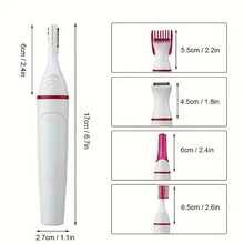 五合一多功能女性电动脱毛器，电动女性剃毛套装，面部、鼻毛、腿部、腋毛、比基尼修剪器，电动眉笔，节日礼物 - 白色 - 查看 8