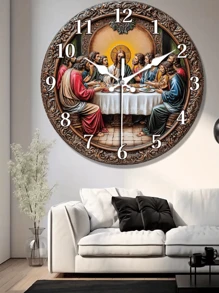 [Horloge en bois de 10 à 12 po] avec design de La Dernière Cène - Silencieux, mouvement à quartz, décoration moderne pour la maison pour le salon, la chambre, la cuisine, le bureau - Cadeau idéal de Noël et d'anniversaire pour les croyants, horloge murale de chambre | Horloge murale d'art | Horloge à mouvement à quartz Décoration de pièce Décoration de chambre Décoration de dortoir Retour à l'école Décoration scolaire Surprise scolaire