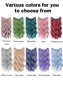 20 英寸一体式渐变色合成接发，蓬松波浪夹入式隐形亮点（红色和灰色） - 彩色 - 查看 9