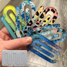 Molde de silicona para hacer marcapáginas de clips de papel con gotas de pegamento/Molde de espejo de marcapáginas de clips de papel para colada de resina, kit de manualidades DIY