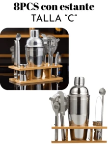 Juego de coctelera y mezclador de acero inoxidable para barman, herramienta de bebidas,Coctelera de acero inoxidable, herramientas para barman, Kit de mezclador de bebidas,Kit de coctelera de 5 uds.,3 uds.,8 uds.,13 uds., - Plateado - Ver 5