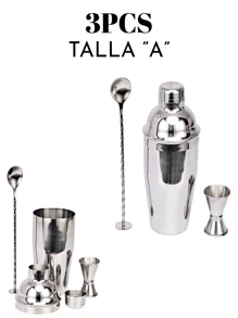 Juego de coctelera y mezclador de acero inoxidable para barman, herramienta de bebidas,Coctelera de acero inoxidable, herramientas para barman, Kit de mezclador de bebidas,Kit de coctelera de 5 uds.,3 uds.,8 uds.,13 uds., - Plateado - Ver 2