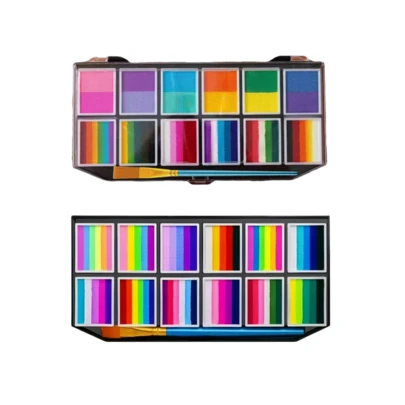 12 Colors Rainbow Water-Based Face Paint Kit With 1 Brush, Rich Colors High Capacity, Suitable For Stage, Comic Convention, Halloween Party, Costume, Cosplay, DIY Performance