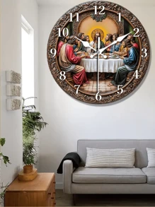 [Horloge en bois de 10 à 12 po] avec design de La Dernière Cène - Silencieux, mouvement à quartz, décoration moderne pour la maison pour le salon, la chambre, la cuisine, le bureau - Cadeau idéal de Noël et d'anniversaire pour les croyants, horloge murale de chambre | Horloge murale d'art | Horloge à mouvement à quartz Décoration de pièce Décoration de chambre Décoration de dortoir Retour à l'école Décoration scolaire Surprise scolaire