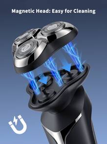 男士三刀片浮动刀头剃须刀，配备磁吸式附件和LED显示屏，并配有符合人体工程学的防滑手柄。适合日常/商务护理。适用于浴室、酒店、旅行。是送给父亲、兄弟、朋友、男朋友、同事、家人的理想（生日）礼物。
