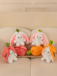 1 pieza Muñeca de peluche de conejo con texto bordado personalizado, exquisito conejo de fresa bordado, muñeca de peluche de conejo de zanahoria, [Personalizado] 1 pieza Muñeca de peluche de conejo de zanahoria y fresa con nombre personalizado, regalo de muñeca para niños, regalo de cumpleaños creativo para niños, muñeca compañera de vacaciones, muñeca de peluche de zanahoria - Multicolor - Ver 10