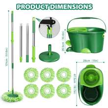 Spin Mop And Bucket System With Wringer Set For Floors Cleaning, 6 Refill Mop Heads - 1 - 查看 8