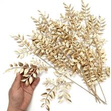 1/3/6PCS Artificial 54cm Plants With Golden Melon Seed-Shaped Plants,Fake Leaf With Eucalyptus For Wall,Living Room,Bedroom,Wedding,Party Decor,Desk Stuffing.Home,Desk Decor,Kitchen,Wedding,Table,Centerpieces,Office,Garden,Outdoor,House,Patio Decor,Spring, Summer, Autumn And Winter Decoration - Gold - View 6