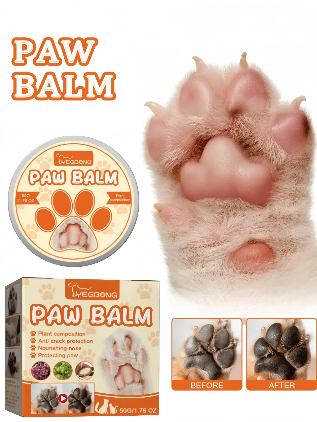 1pc Pet Moisturizing Claw Protection Cream Prevents Cracking And Drying, Moisturizes Feet And Feet For Dogs And Cats - Multicolor - View 1