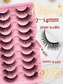 10 pares de cílios postiços de vison luxuosos e altamente avaliados - Cílios postiços Dramatic Stage, volumosos e com aparência natural, cílios extra grossos com curvatura em C de 0,07 mm, cílios estilo olho de gato 3D feitos à mão de 7 a 16 mm, efeito de volume dramático, fáceis de usar, adequados para iniciantes, maquiagem indispensável para presente de Halloween, Natal e Ano Novo. Cílios postiços, cílios, cílios postiços - Cílios naturais - Ver 9