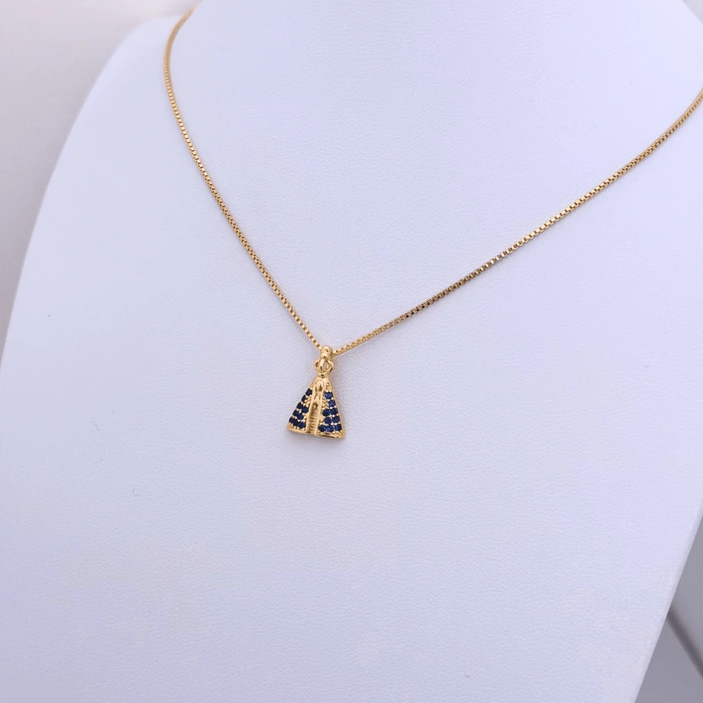 Our Lady Blue Necklace P Gold Plated - Gold - View 1