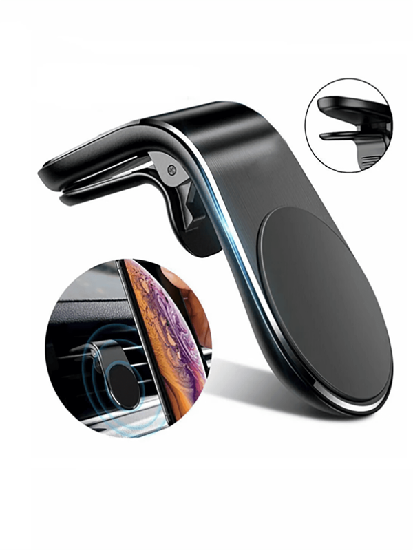 L-Shaped Magnetic Car Phone Holder For Air Vent, Universal Cellphone Bracket With Strong Magnetic Adsorption, Metal Magnetic Car Phone Holder Compatible With IPhone, Android Phone, Gift For Birthday, Family, Friends Car Accessories
