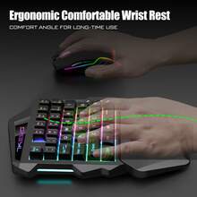 7KEYS 单手2.4G无线充电RGB游戏键盘，左手电子竞技迷你键盘 - 黑色 - 查看 6