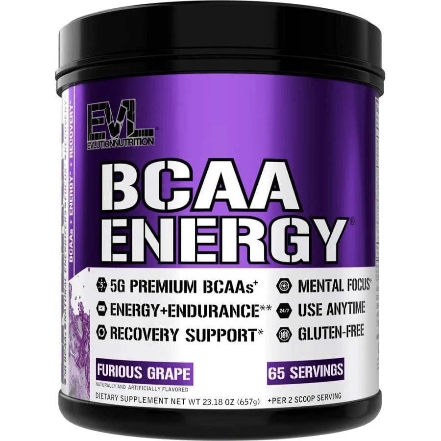 EVL BCAAs Aminoácidos en Polvo - Polvo BCAA pre-entrenamiento para la recuperación muscular, el crecimiento magro y la resistencia - Bebida rehidratante de recuperación post-entrenamiento con cafeína natural - Limonada rosada - Uva increíble - Ver 1