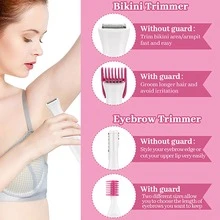 五合一多功能女性电动脱毛器，电动女性剃毛套装，面部、鼻毛、腿部、腋毛、比基尼修剪器，电动眉笔，节日礼物 - 白色 - 查看 6