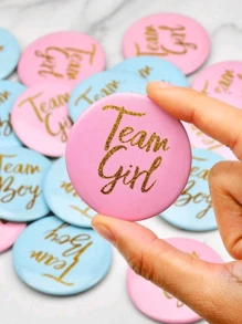 20 peças de emblemas de decoração para festa de casamento com revelação do sexo do bebê, emblema de equipe para meninos ou meninas