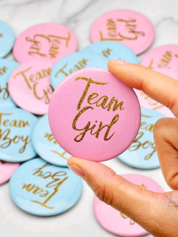 20pcs Gender Reveal Wedding Party Decor Badges, Boy Or Girl Team Badge