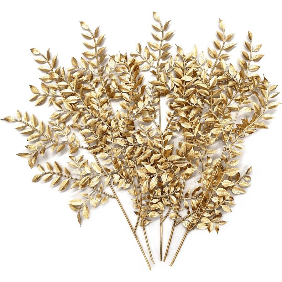 1/3/6PCS Artificial 54cm Plants With Golden Melon Seed-Shaped Plants,Fake Leaf With Eucalyptus For Wall,Living Room,Bedroom,Wedding,Party Decor,Desk Stuffing.Home,Desk Decor,Kitchen,Wedding,Table,Centerpieces,Office,Garden,Outdoor,House,Patio Decor,Spring, Summer, Autumn And Winter Decoration - Gold - View 1