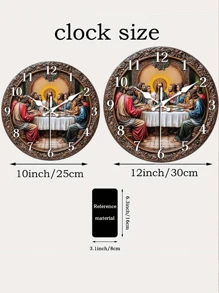 [Horloge en bois de 10 à 12 po] avec design de La Dernière Cène - Silencieux, mouvement à quartz, décoration moderne pour la maison pour le salon, la chambre, la cuisine, le bureau - Cadeau idéal de Noël et d'anniversaire pour les croyants, horloge murale de chambre | Horloge murale d'art | Horloge à mouvement à quartz Décoration de pièce Décoration de chambre Décoration de dortoir Retour à l'école Décoration scolaire Surprise scolaire