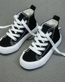 1 par de Tenis deporticos de niño de moda, Suela Antidelizante Cómodos al caminar 12- 21 mx Calidad premium Colores Versatiles Color Negro Blanco Rojo Naranja - Blanco y Negro - Ver 2