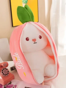 1 pieza Muñeca de peluche de conejo con texto bordado personalizado, exquisito conejo de fresa bordado, muñeca de peluche de conejo de zanahoria, [Personalizado] 1 pieza Muñeca de peluche de conejo de zanahoria y fresa con nombre personalizado, regalo de muñeca para niños, regalo de cumpleaños creativo para niños, muñeca compañera de vacaciones, muñeca de peluche de zanahoria - Multicolor - Ver 8