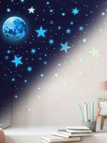 1 套 1049 颗在黑暗中发光的星星用于天花板发光空间和月亮贴花、太空贴纸、儿童墙壁装饰，非常适合男孩和女孩的日托卧室、客厅、婴儿淋浴和婴儿房装饰