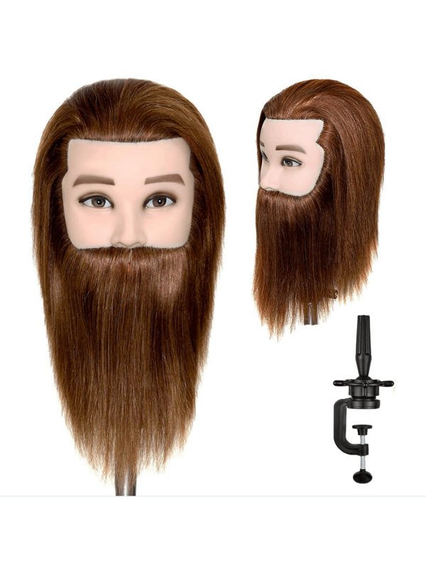 Cabeza entrenadora de maniquí de 6" resistente al calor, de fibra para practicar maquillaje, trenzado de cabello en salón, herramienta de peluquería para peinado